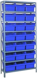 Quantum Storage Systems 1875-SB810BL Solid Heavy Duty 8 Shelves 21 STORE-MAX Blue Bins 75" H x 36" W x 18" D by QuantumStorageSystems