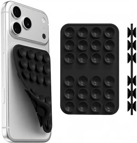 Upgraded Double Sided Silicone Suction Phone Case Detachable Mount, Black by Mnyatr