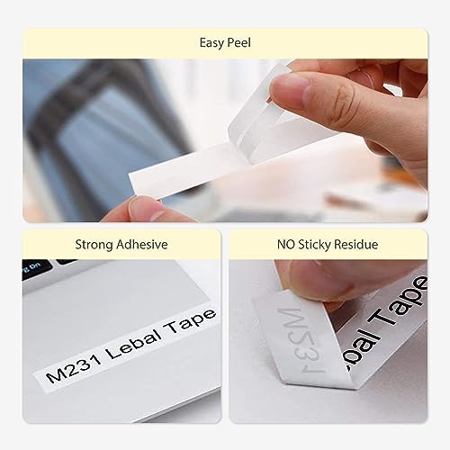 6-Pack M-K231 M Tape Compatible Label Tape Replacement for Brother P-Touch M231 MK231 M-231 M-K231S 12mm 0.47'' White Work with Brother Ptouch PT-65 PT-M95 PT-90 PT-70 PT-80 PT-70BM PT-45 Label Maker - Image 4