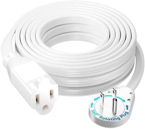 Maximm 20Ft Extension Cord, 14/3 AWG, 360° Rotating Flat Plug, 1-Outlet, UL by MaximmCable