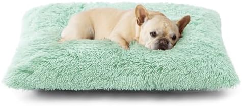 EHEYCIGA Fluffy Dog Crate Bed for Medium Dogs, Plush Crate Pad, Apple Green by EHEYCIGA