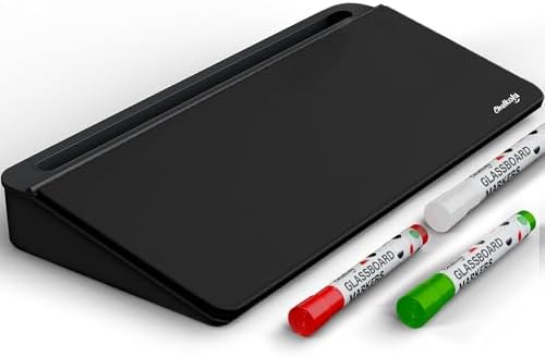 Chalkola Black Glass Desktop Whiteboard with Storage - Desk Organizer Buddy by Chalkola