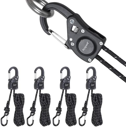 Ayaport Rope Tie Down Ratchet with Carabiner Clip 1/4" x 12', 4pcs by Ayaport
