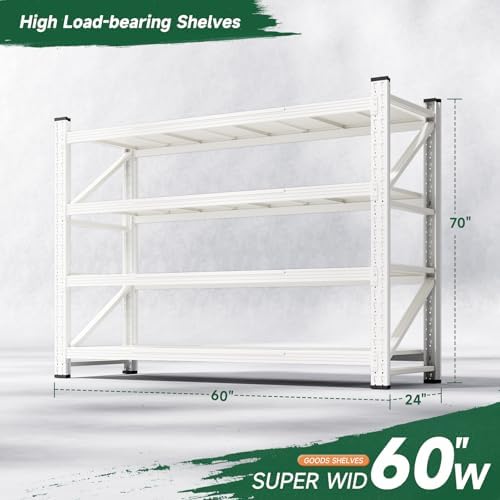 Letaya 4000LBS Storage Shelves Heavy Duty,60" W Garage Shelving Units, 4 Tier Adjustable Utility Rack Shelf,Large Metal Industrial Shelves,for Shop,Warehouse,Basement (60" W x 24" D x 70" H) - Image 2