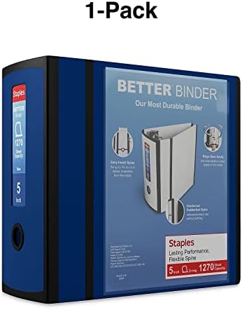 Staples Better 5-Inch D-Ring View Binder, Navy Blue, Reinforced Spine - Image 7