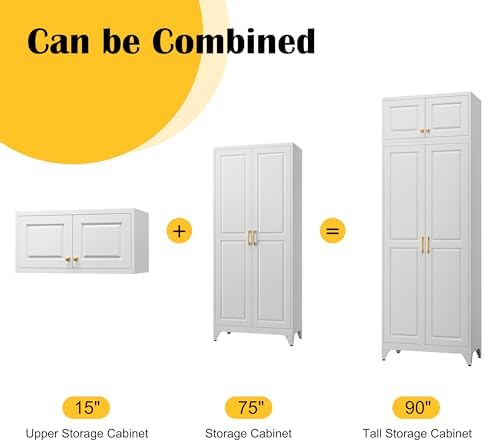 SteeLoong 90”Metal Pantry Storage Cabinet with Doors & 4 Adjustable Shelves - Image 5