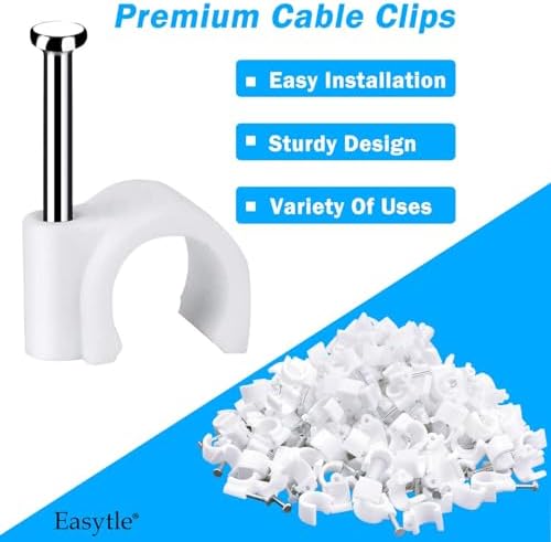 Cable Wire Clips 4mm 6mm 8mm 10mm Cable Management RG6 RG59 CAT5 CAT6 RJ45 Electrical Ethernet Dish TV Speaker Wire Cord Tie Holder Single Coaxial Nail Clamps (Pack of 400) - Image 5