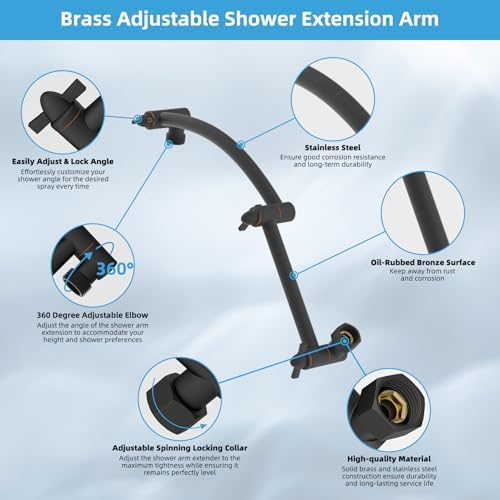Hibbent 12'' Rain Shower Head with 16'' Extension Arm, Oil Rubbed Bronze - Image 2