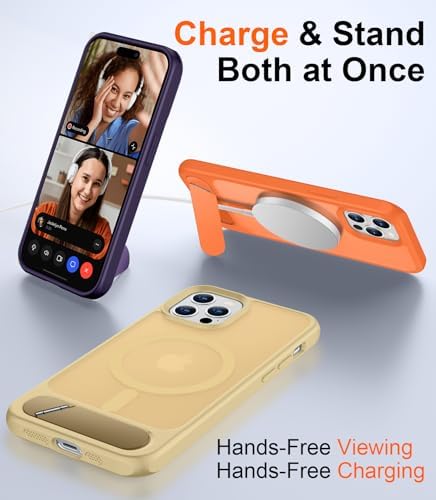 Temdan Magnetic Compatible with iPhone 12 Case & iPhone 12 Pro Case, [Built-in Invisible Kickstand][Compatible with MagSafe][Military Grade Shockproof] Slim Translucent Matte Phone Case 6.1" - Image 2
