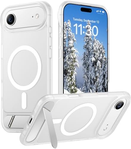Temdan Designed for iPhone Air Case, [Built-in Invisible Kickstand][Compatible with MagSafe][Military Grade Shockproof] Slim Translucent Matte Phone Case 6.5 inch (Clear Matte) by Temdan