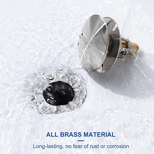 3-in-1 Universal Bathroom Sink Stopper - Brushed Nickel Pop Up Sink Drain Stopper, Brass Bounce Bullet Core Sink Stopper Replacement, Wash Basin Drain Filter Plug with Anti-Clogging Strainer - Image 5