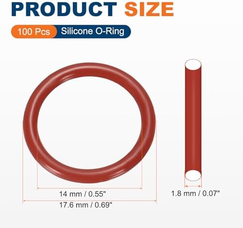 100pcs Silicone O-Ring 17.6x14x1.8mm Metric Sealing Gasket - Image 2