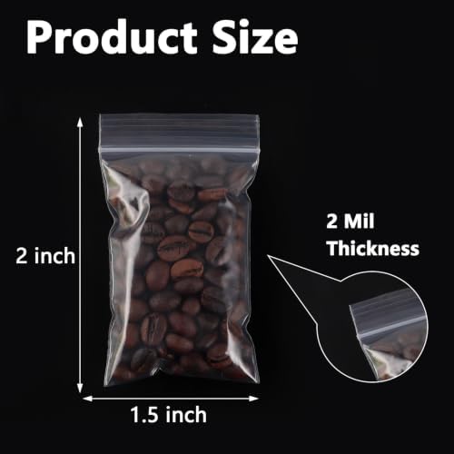 500 Pcs 1.5 x 2 Inch Clear Resealable Plastic Bags, 2 Mil Mini Zip Bags - Image 2