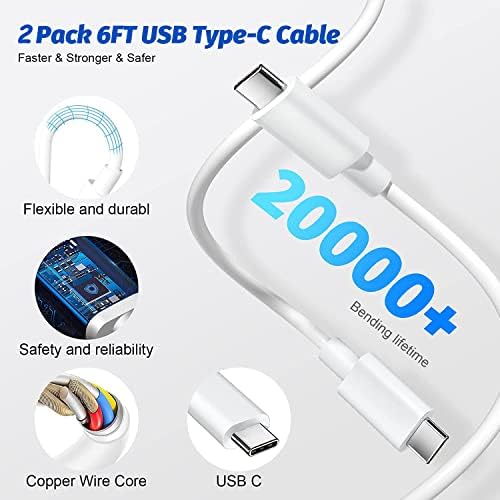 Fast iPad Charger,iPad Charger Fast Charging 2Pack Wall Chargers Plug Adapter Type C USB C to C Cable Cord 6ft for iPad Pro 12.9,iPad Pro 11/13inch(M4),iPad Air 5th/4th,iPad mini 6/7,iPad 10/11th(A16) - Image 4