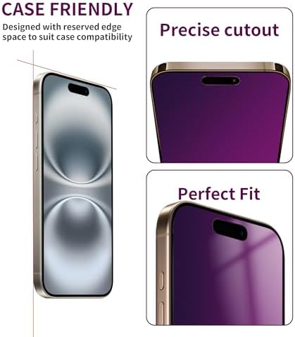 2 Pack Privacy Screen Protector for iPhone 16 Plus Tempered Glass - Image 5