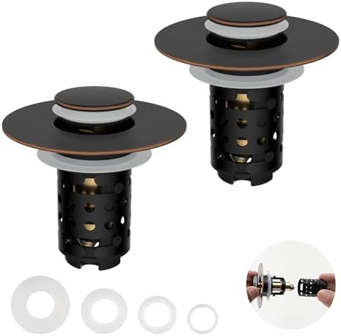 2PCS Universal Bathroom Sink Drain Strainer Hair Catcher, Oil Rubbed Bronze by Greatcomfortathome