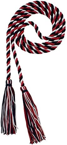 Tassel Depot Graduation Honor Cord - Navy/Red/Whte - Every School Color Available - Made In Usa by TasselDepot