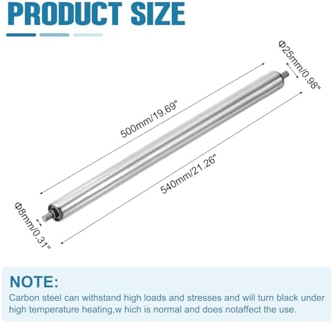 MECCANIXITY Stainless Steel Conveyor Roller 1" Diameter 20" Length Gravity Transmission Replacement Part Galvanized End (Silver) - Image 2
