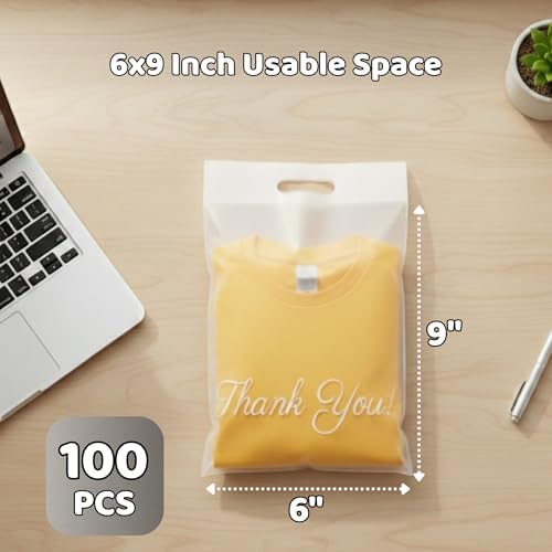 Donyson Frosted Thank You Bags with Handle, 6x9, 100 Pack, for T-Shirts - Image 3