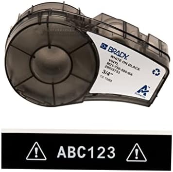 Brady Authentic (M21-750-595-BK) All-Weather Vinyl Label for Indoor/Outdoor ID, Lab and Equipment Labeling, White on Black- For M210, M210-LAB, M211, BMP21-PLUS and BMP21-LAB Printers, .75" W, 21' L by BradyCorp