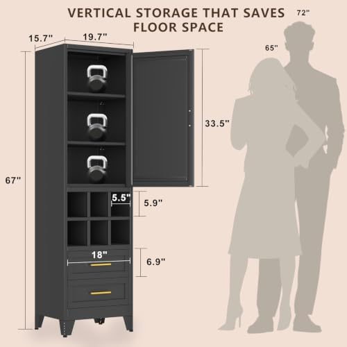 20 inch Wide Storage Cabinet with Doors and Shelves, Tall Narrow Pantry - Image 2