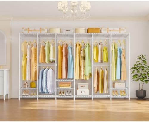 VIPEK V60 Freestanding Clothes Rack, Metal Closet Rack for Bedroom, White - Image 5