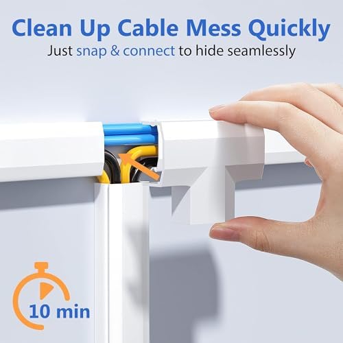 Yecaye TV Cord Hider Wall Mounted, 472in Cord Cover, W0.98in H0.51in, White - Image 4