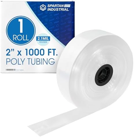 2" Wide LDPE Flat Poly Tubing Mini Roll, 2" W x 1000' L, 2 Mil by SpartanIndustrial