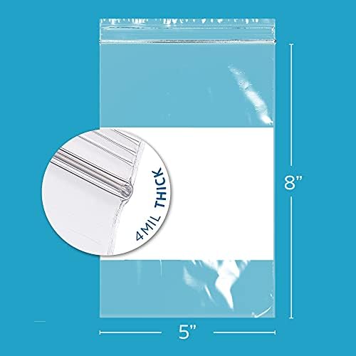 5" x 8" Zip Bags, 100 Pack, 4 Mil Heavy Duty, Write with White Block, GPI - Image 2