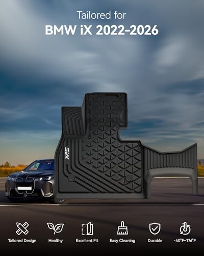 3W BMW iX Floor Mats 2022-2025 xDrive45/50/60 M60 M70, TPE All Weather - Image 3