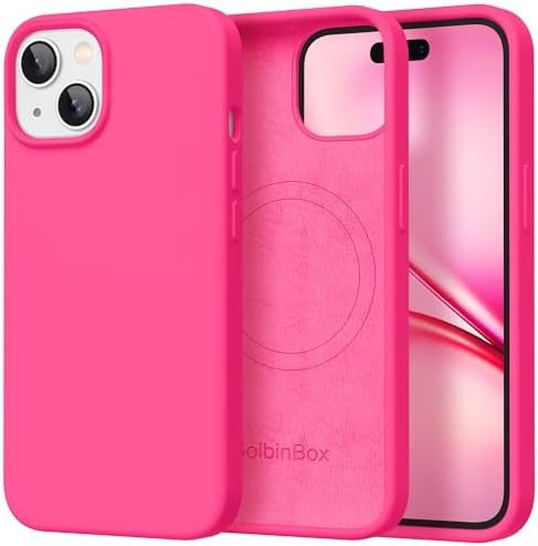 GolbinBox Magnetic for iPhone 15 Case, Silicone Cover, Hot Pink by GolbinBox