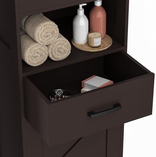 Homhedy 67" H Tall Bathroom Storage Cabinet with Barn Doors and Drawer - Image 6
