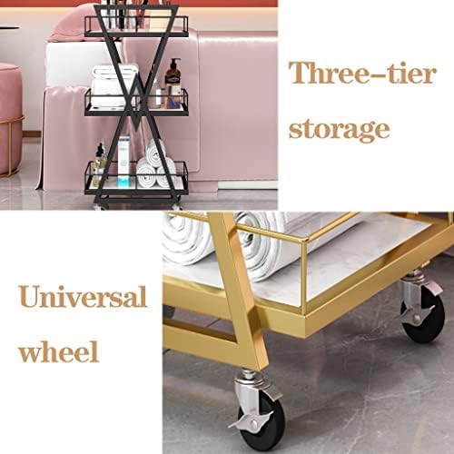 3-Tier Rolling Metal Cart for Beau Salon & Mcal Spa - Utili Trolley with Wheels Sto Ders for Hair Slists Nail Technicians - Sk Black h - Image 2