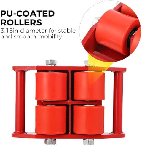 6 Ton Heavy Duty Moving Dolly with 360° Rotating Anti-Skid Pad, Carbon Steel Machine Skate for Industrial Equipment, PU Wheel Skate for Workshop Warehouse Transport - Image 2