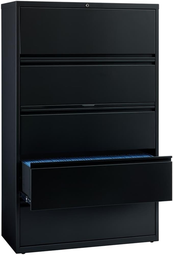Pemberly Row 42-in Wide Metal 5 Drawer Lateral Filing Cabinet Black - Image 7