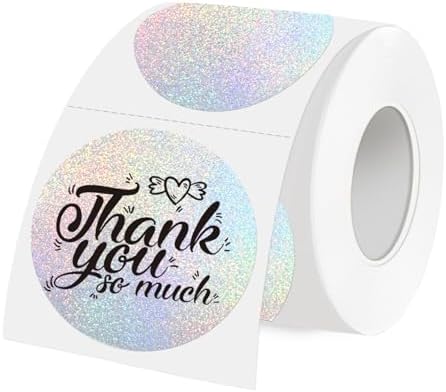 3 Inch Holographic Thermal Labels,Round Thermal Printer Labels,Waterproof Thermal Printer Stickers for DIY Logo Design,Name Tag,QR Code,Thanks Card 150 Labels/Roll (Small dots) by Unknown