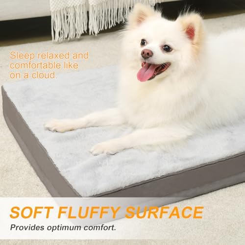 KSIIA Orthopedic Dog Bed for Small Dogs with Waterproof Lining, Grey, 23x17 - Image 3