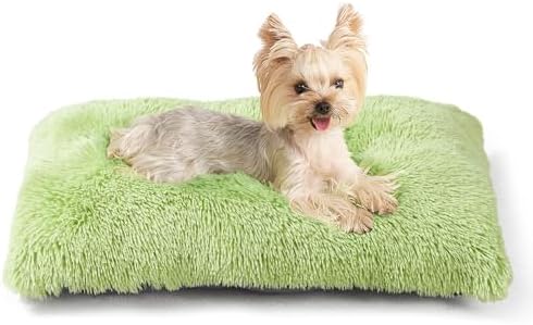 EHEYCIGA Fluffy Dog Crate Bed for Small Dogs, Plush Crate Pad, Green by EHEYCIGA