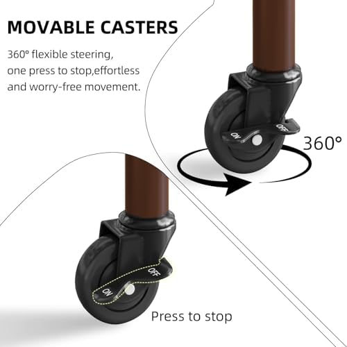 2 Tier Heavy Duty Rolling Plant Stand, 2 Pack Coffee - Image 5
