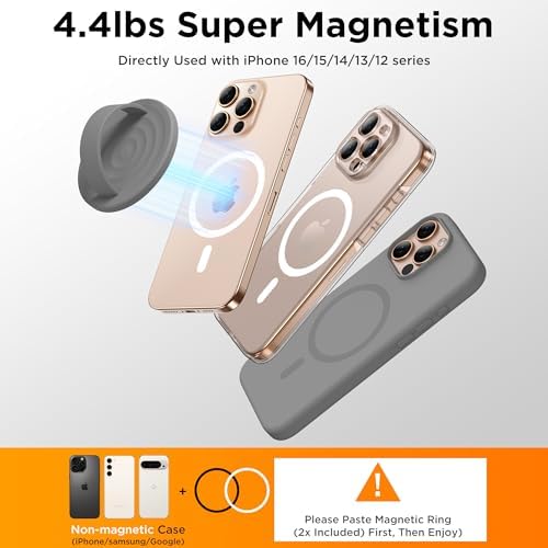 Magnetic Phone Grip for MagSafe, Silicone Ring Grip, Gray - Image 6