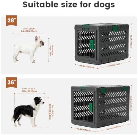 28" L Travel Dog Crate -Collapsible Dog Crate for Medium/Small Dogs, No Tools Required with Space Saving Design,Portable Foldable Dog Carrier with 2 Smooth Wheels,Handles for Easy Moving,Dark Grey - Image 4