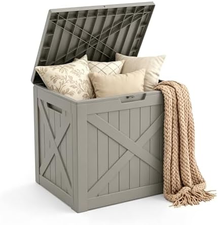 Mars Villa 31 Gallon Deck Box, Waterproof Outdoor Storage Box, Grey by MarsVilla