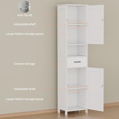 Homhedy 67" H Tall Bathroom Storage Cabinet with Barn Doors and Drawer - Image 5