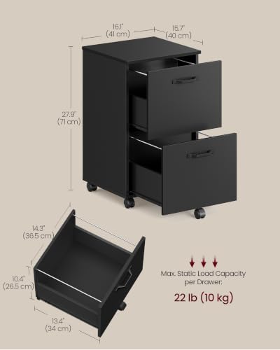 VASAGLE 2-Drawer File Cabinet, Small Rolling Filing Cabinet - Image 2