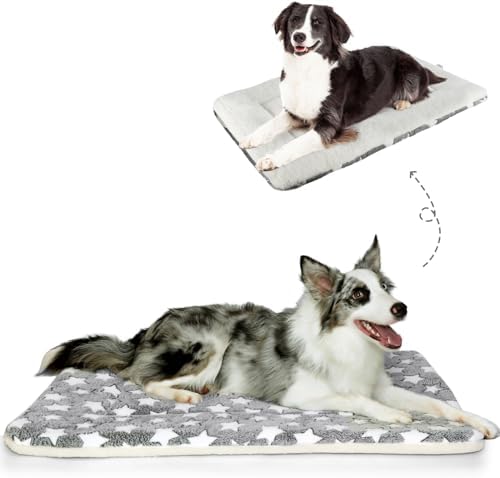 Mora Pets Dog Crate Pad Bed Ultra Soft Pet Mat Star Print Grey 35 x 23 Inch by MoraPets