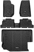 Quadratec Ultimate Front & Rear Floor Liner Set with Cargo Mat - Fits Jeep Wrangler JK 4-Door 2007-2013 - All Season Deep Tread Thermoplastic Rubber Floor Mats (Fits 11-13 with Subwoofer) by Quadratec