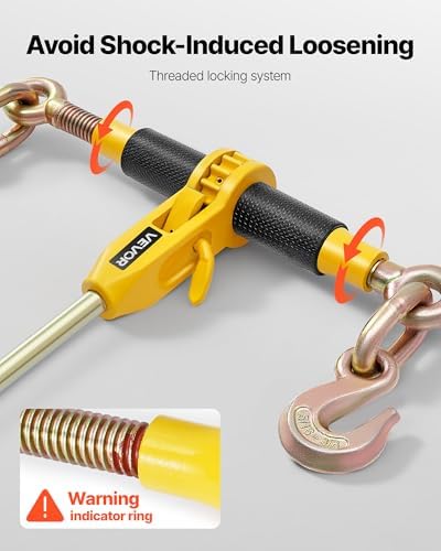 VEVOR Ratchet Chain Binder, 5/16 in x 14 ft G80 Chains, 8000 lbs Working Load of Ratchet Load Binder, Chains and Binders Set, Tie Down Hauling Chain Binders for Hauling, Towing, Logging (2 Sets) - Image 5