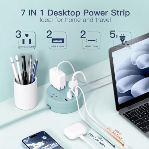 Travel Power Strip - Cruise Ship Essentials with 5ft Retractable Cord - Image 2