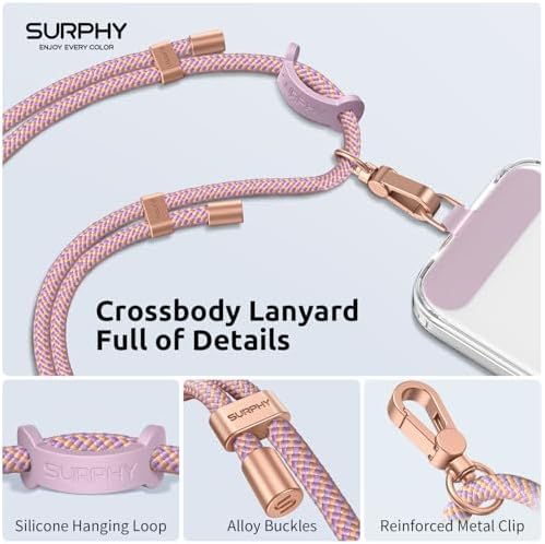 SURPHY Phone Lanyard Crossbody, Phone Strap Crossbody with 2 Tether Tabs - Image 2