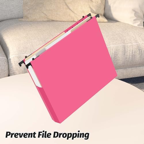 SHUTEX Extra Capacity Plastic Hanging File Folders, 12 Pack, Letter, Pink - Image 4